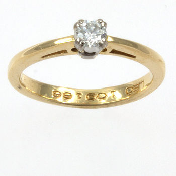 18ct Gold Diamond 16pt Solitaire Ring Size I½